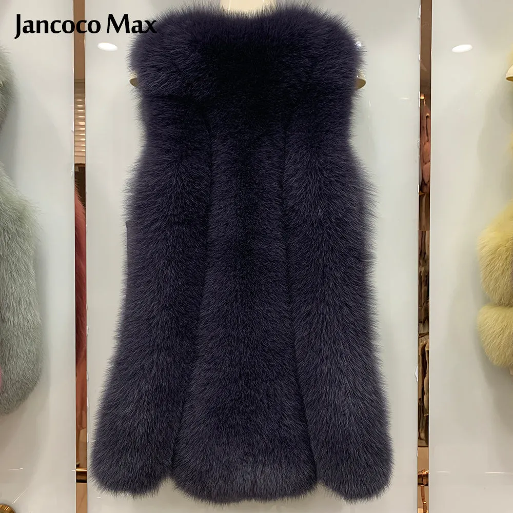 Women Winter Warm Fluffy Real Fox Fur Gilets Luxury Fluffy Long Vest