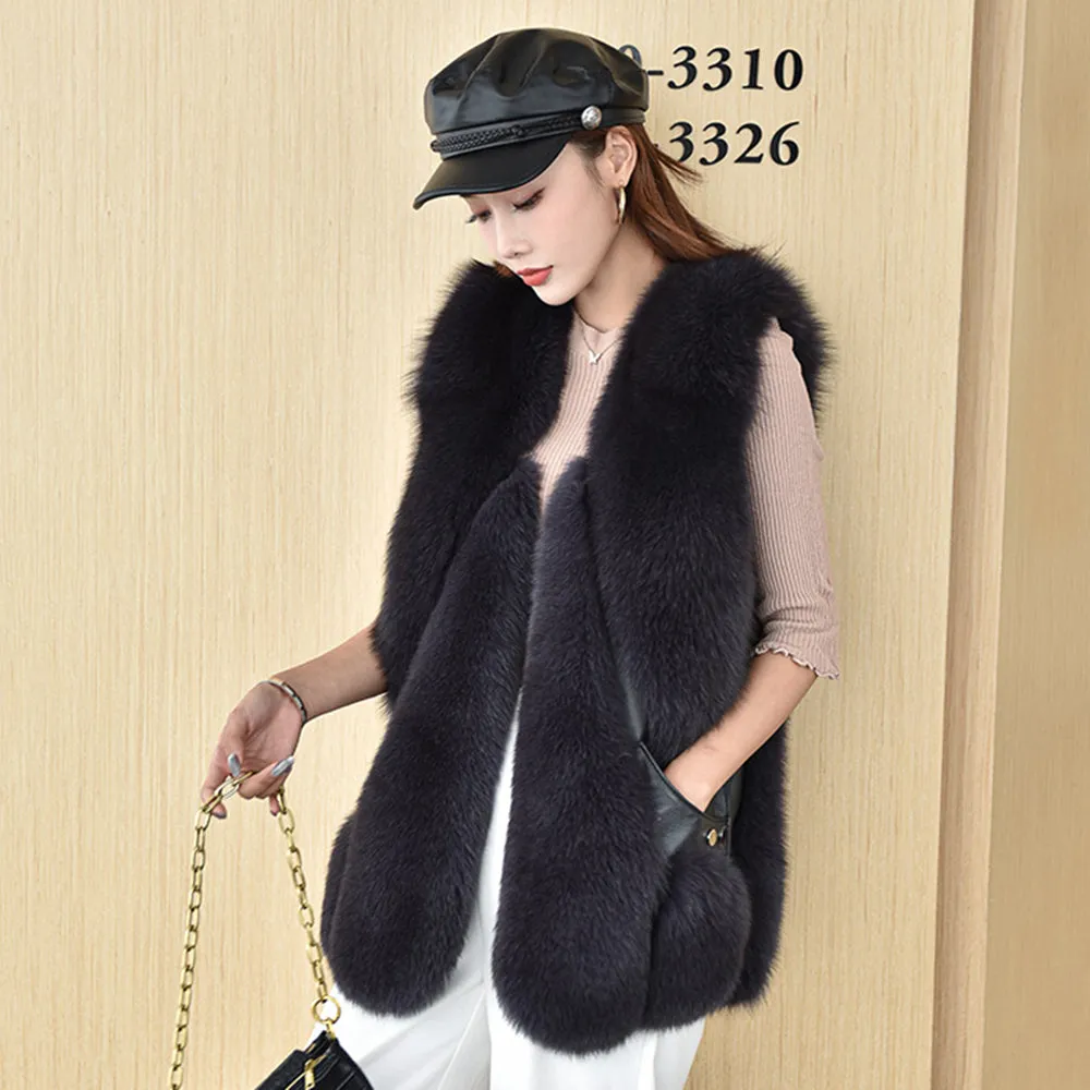 Women Winter Warm Fluffy Real Fox Fur Gilets Luxury Fluffy Long Vest