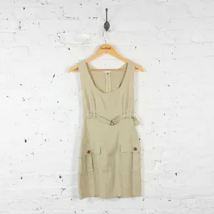 Womens Safari Dress  - Beige - UK 10