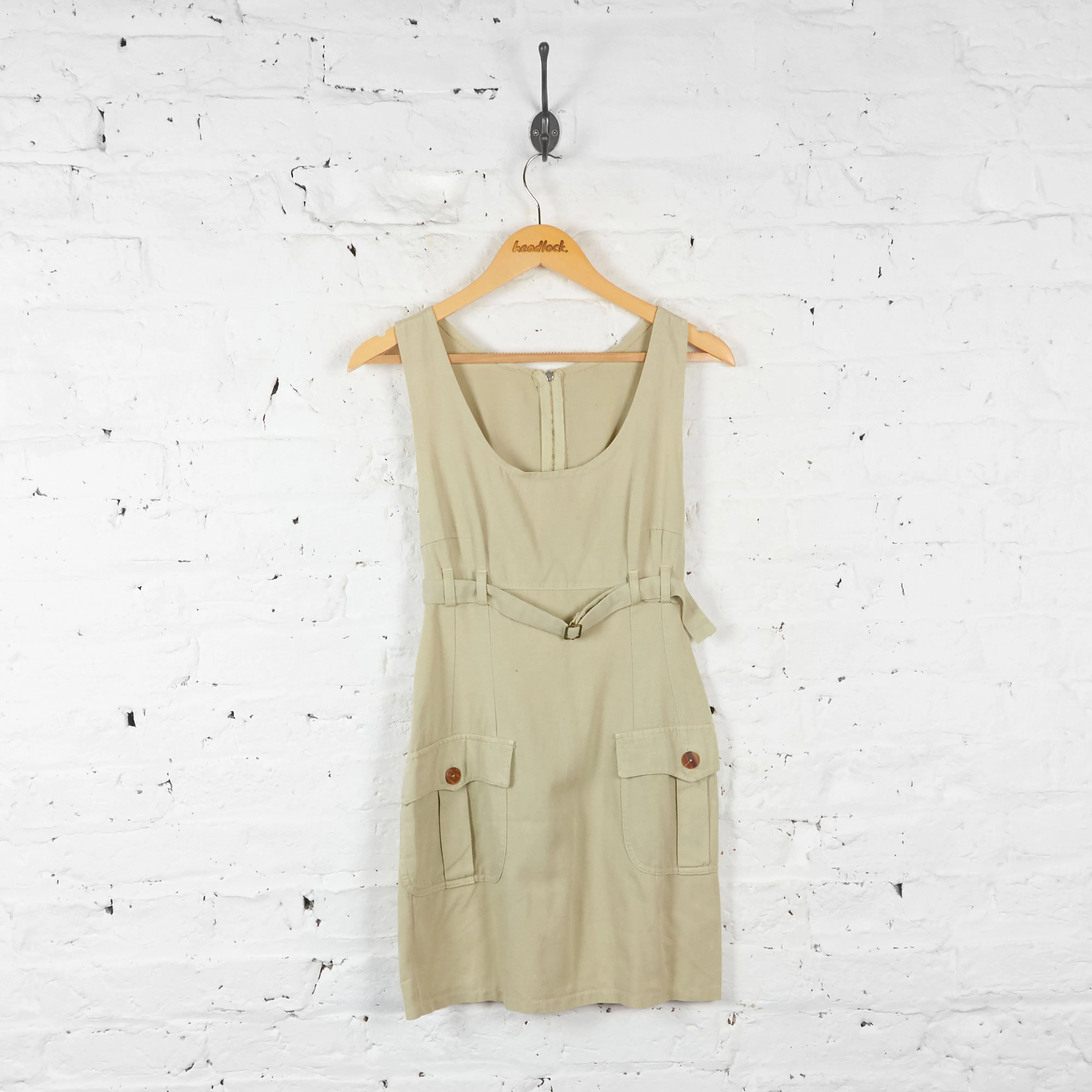 Womens Safari Dress  - Beige - UK 10