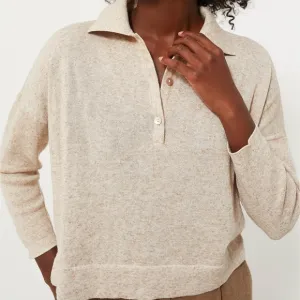 Women's Tuckernuck Clayton Tencel/ Linen Knit Tan Polo, Casual, Size M/L
