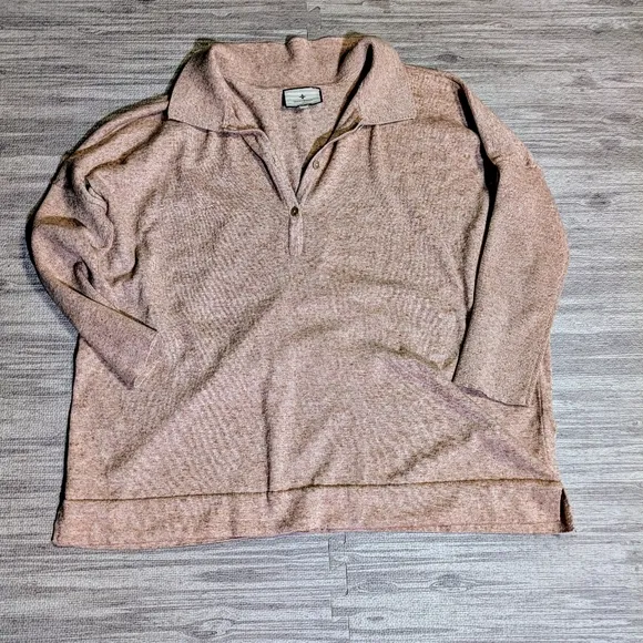 Women's Tuckernuck Clayton Tencel/ Linen Knit Tan Polo, Casual, Size M/L