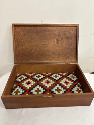 Wooden Box With Embroidered Interior