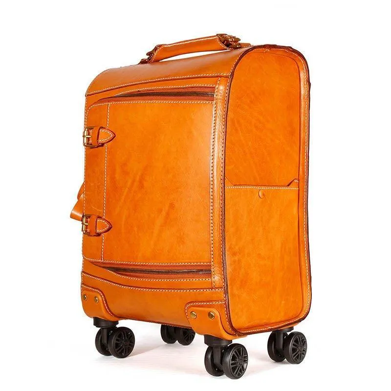 Woosir Vintage Leather Suitcase 20 Inch Travel Luggage