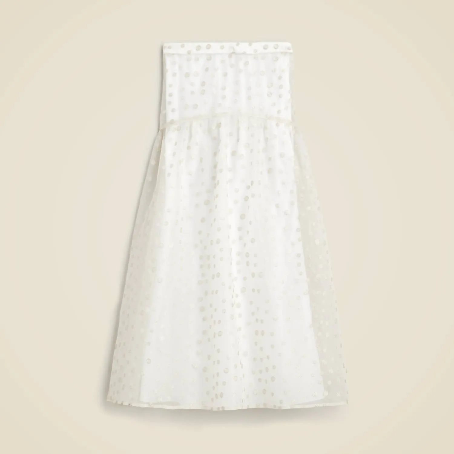 X J.crew Drop-Waist Skirt In Embroidered Silk Organza In Parchment Silver