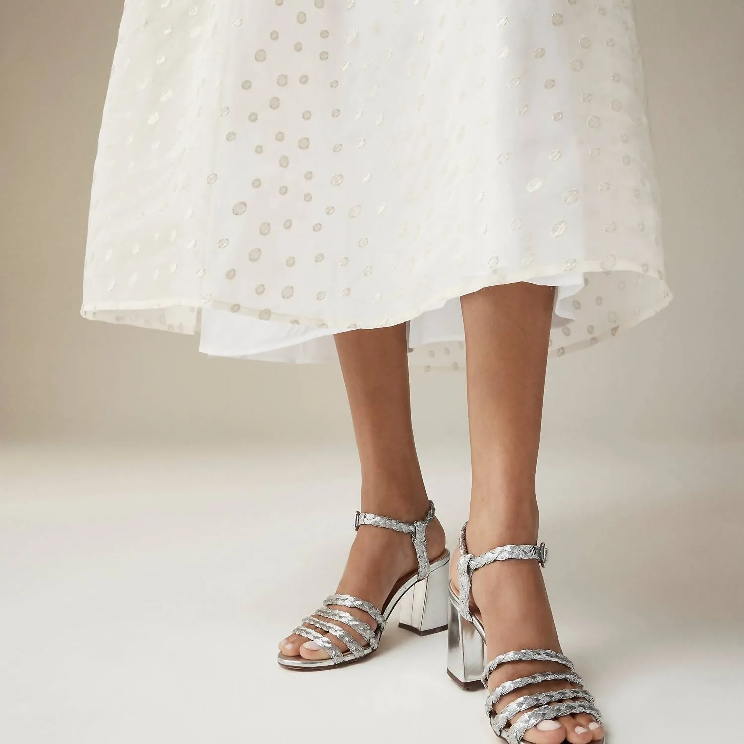 X J.crew Drop-Waist Skirt In Embroidered Silk Organza In Parchment Silver