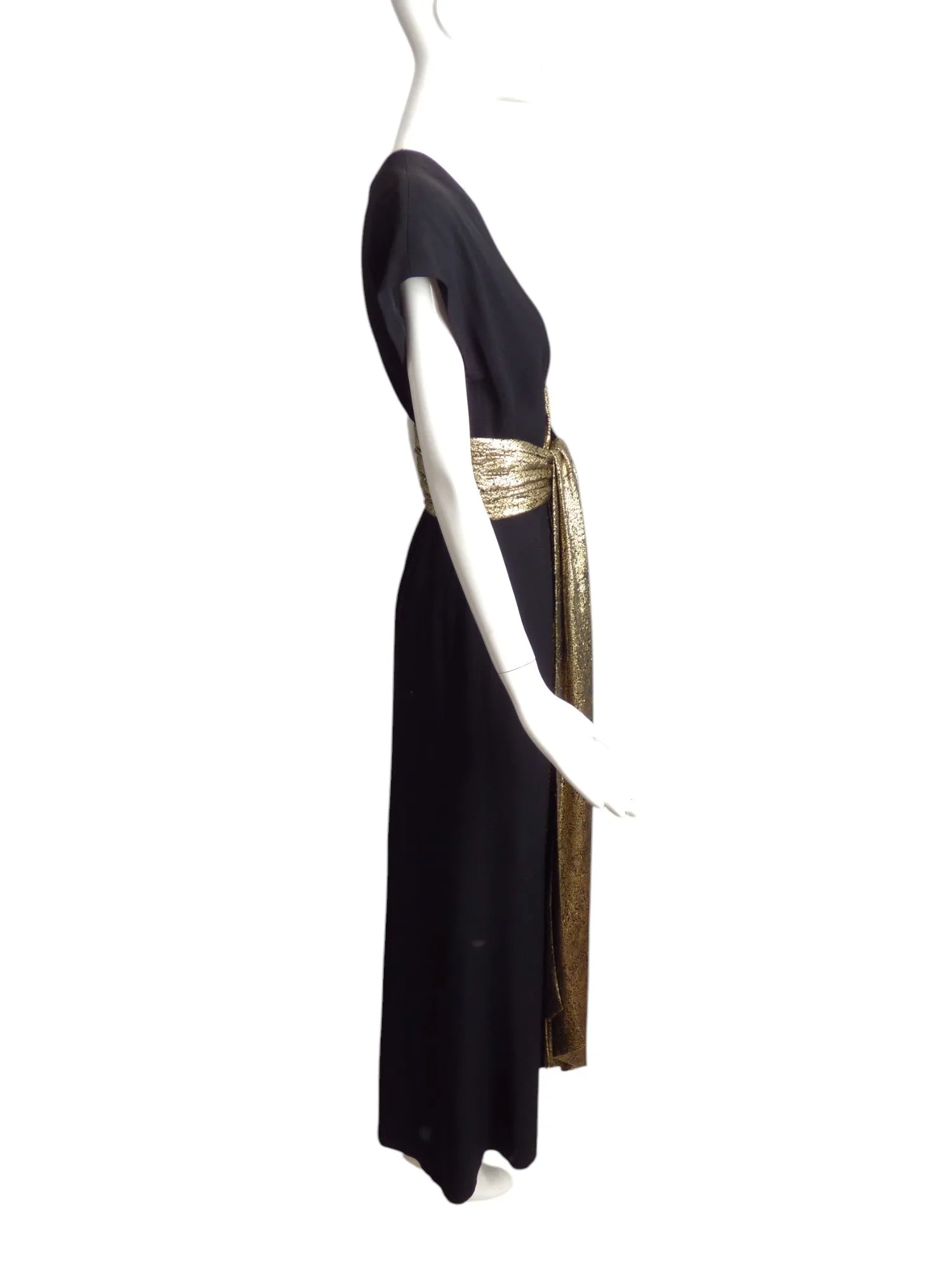 YVES SAINT LAURENT- 1986 Black & Gold Evening Gown, Size 10