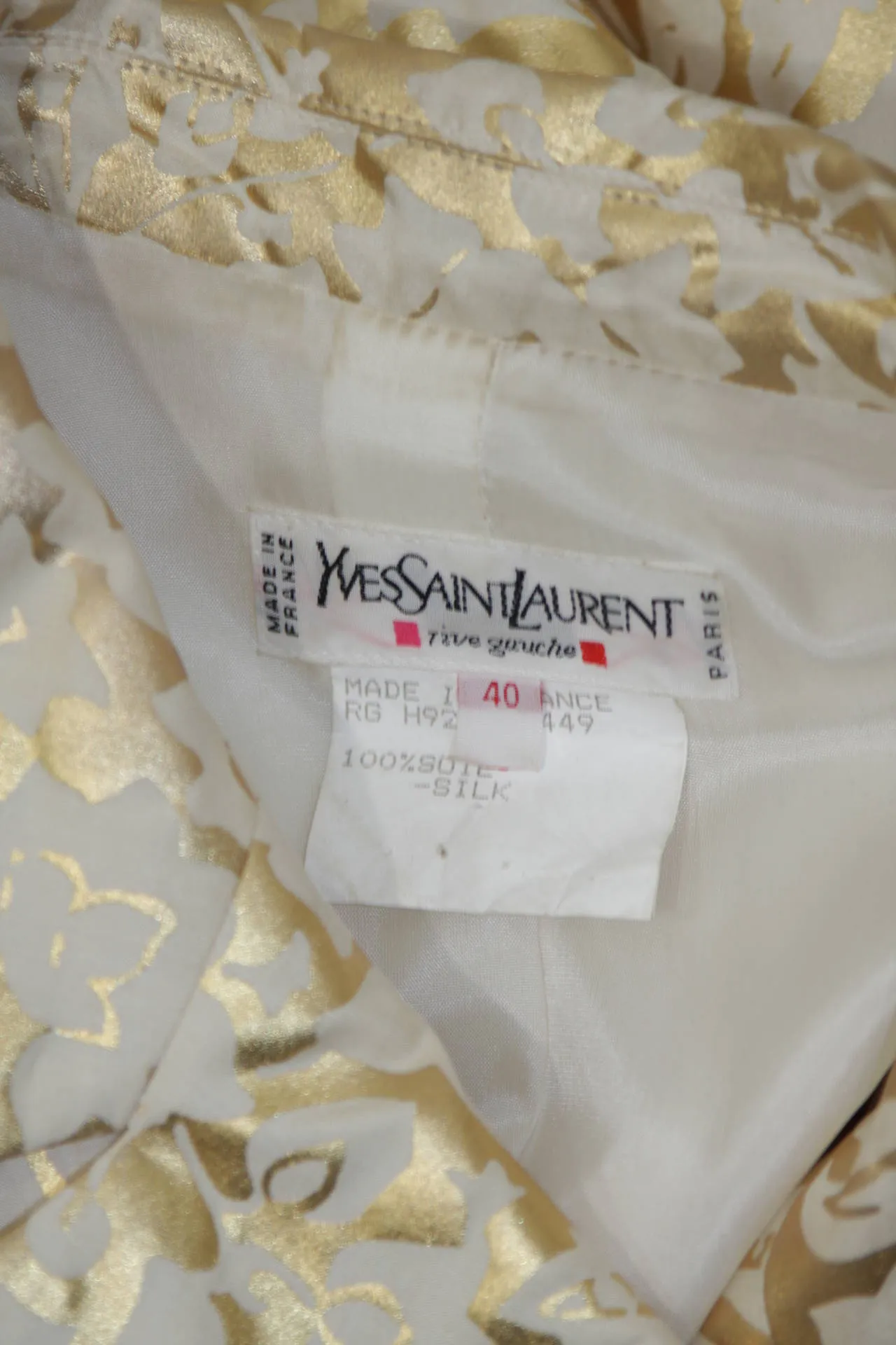 YVES SAINT LAURENT Gold Foil Jacket w/ Daisy Buttons Size 40