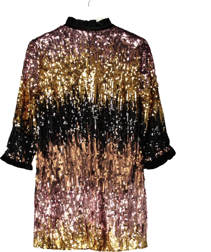 ZARA Multicoloured Velvet Trimmed Sequin Mini Dress UK M