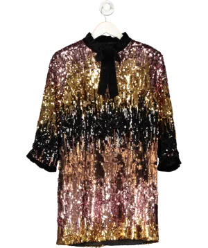 ZARA Multicoloured Velvet Trimmed Sequin Mini Dress UK M