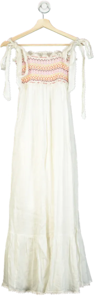 Zimmermann White linen Lace Trimmed Sleeveless Maxi Dress SZ0 UK 6