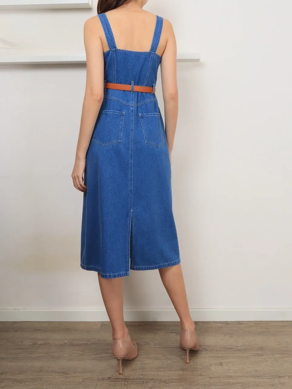 Zip Through Denim Midi - Light
