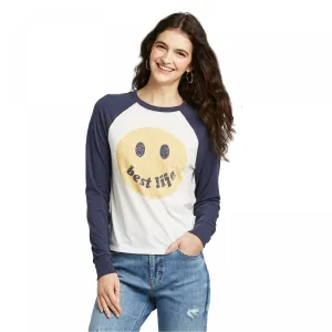 Zoe   Liv Women's Smiley Face Best Life Long Sleeve Graphic T-Shirt